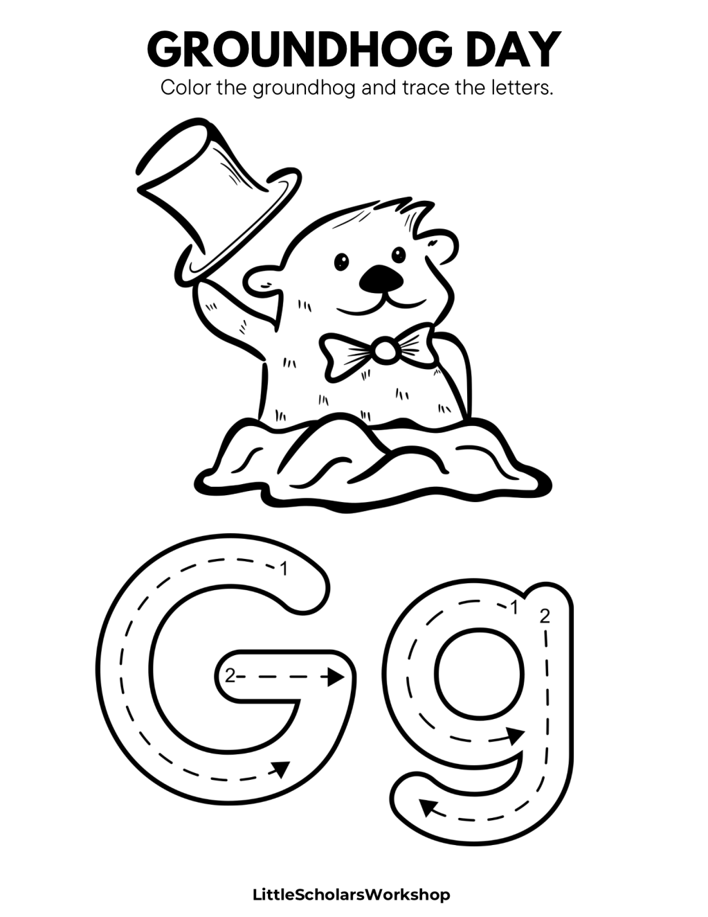Groundhog Day Letter “G”&nbsp;Worksheet