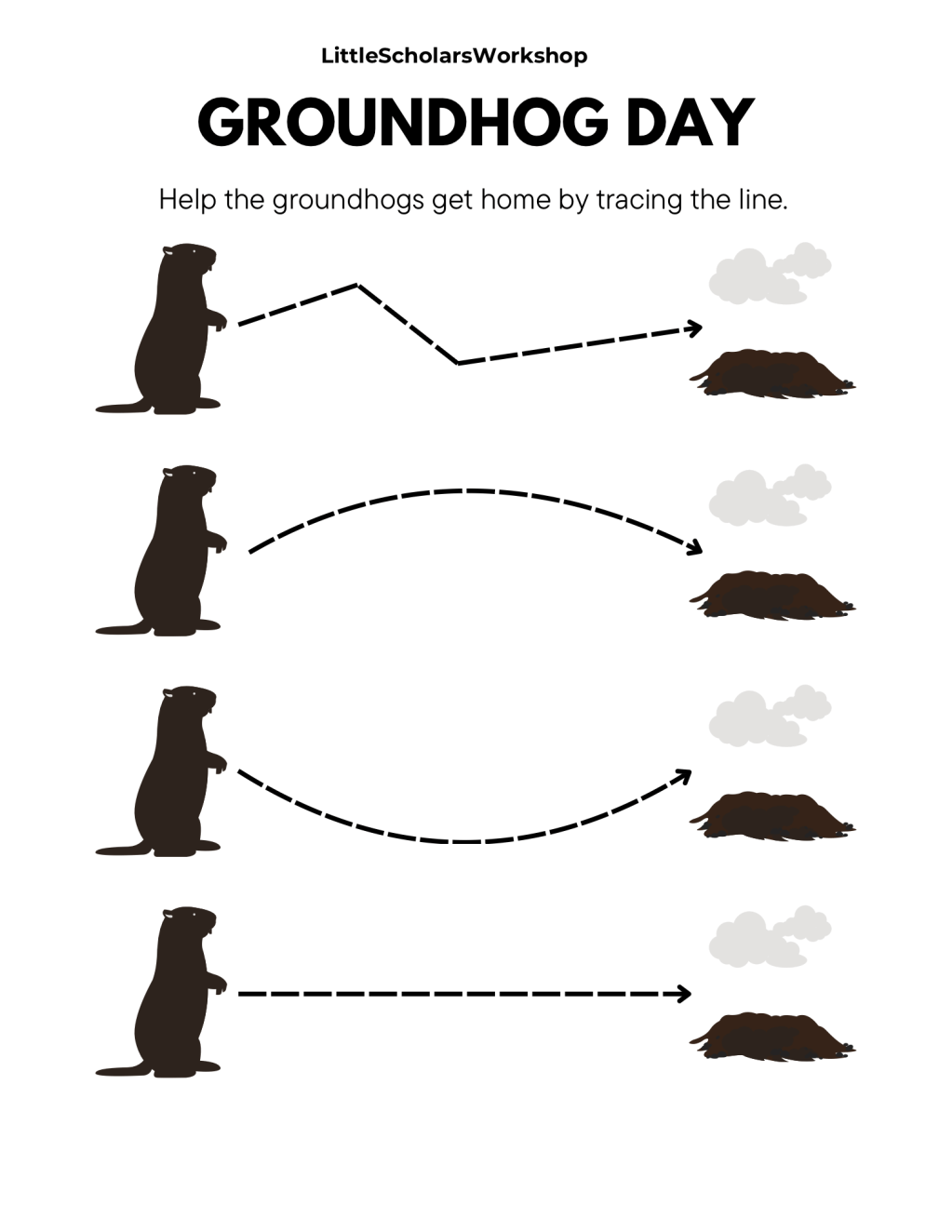Groundhog Day Tracing&nbsp;Worksheet