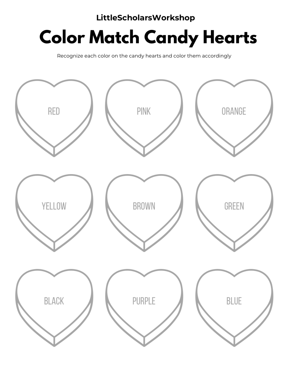 Candy Hearts Color Match&nbsp;Worksheet