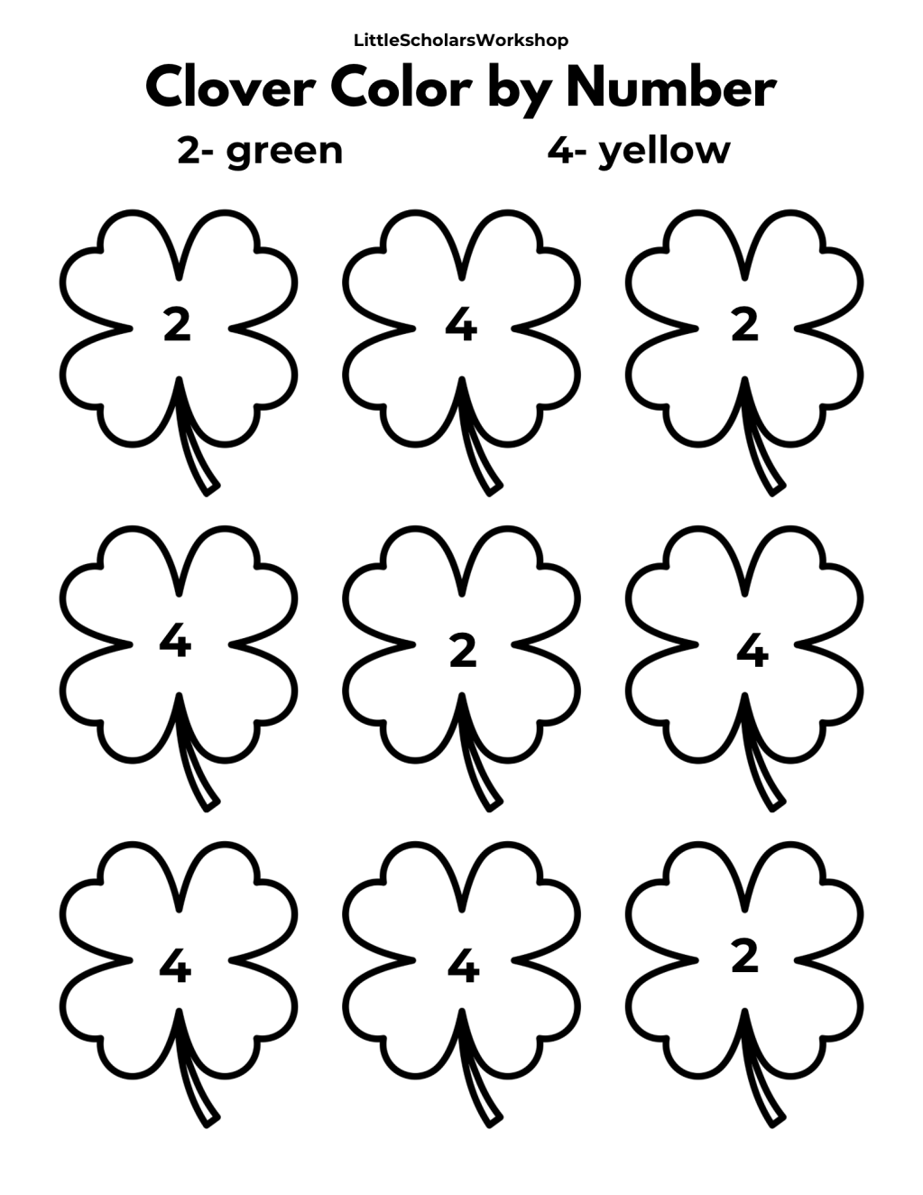 Clover Color By Number&nbsp;Worksheet