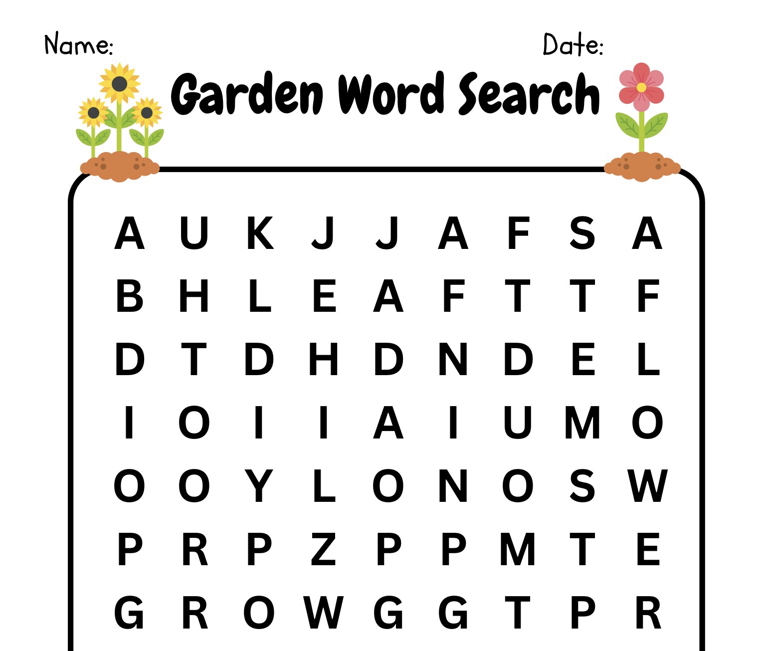 Garden Word Search Little Scholars